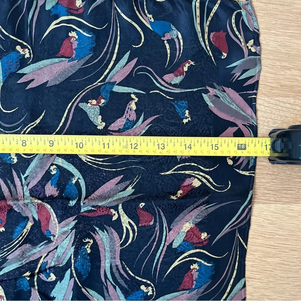 Vintage Georgina Von Etzdorf Silk Colorful Parrot Print Pocket Square Scarf